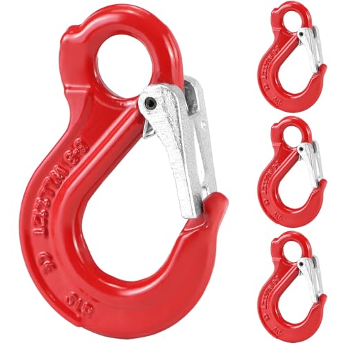 Crochets coulissants G80 QWORK de 1,2 tonne en acier forgé rouge pour levage sécurisé - Lot de 4