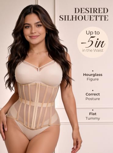 Image of Mesh Corset Waist Trainer for Women - Underbust Corset Lace Up - Waist Cincher Shapewear - Body Shaper