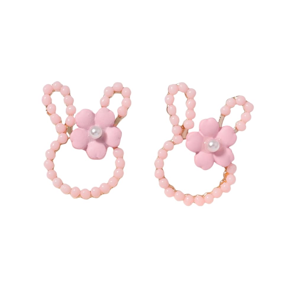 Cute Easter Bunny Rabbit Earrings Pearl Flower Easter Bunny Earrings Rhinestone Carrot Rabbit Stud Earrings Lovely Easter Jewelry Gifts