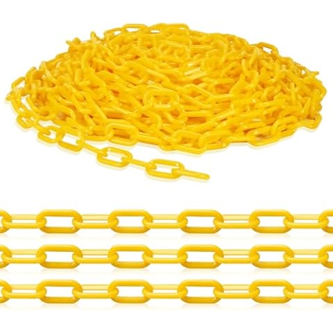 Neworkg 65.6 Feet Plastic Chain, Yellow Plastic Barrier Chain Links for Garden, Fence and Gate Cover