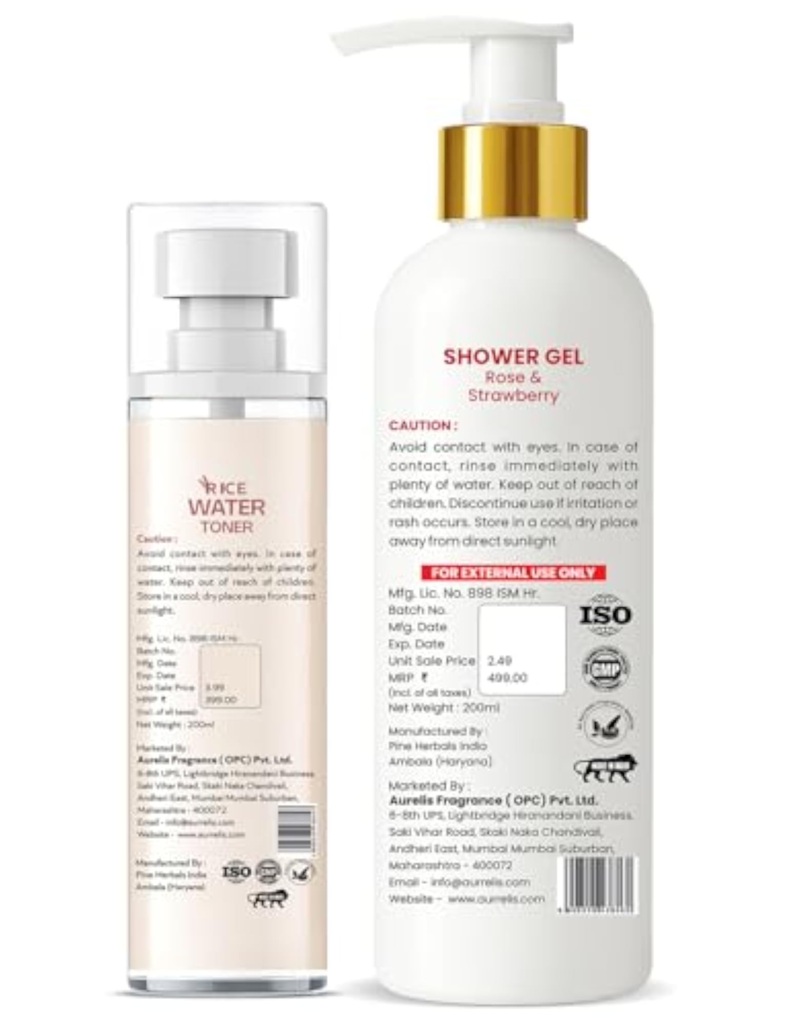 Rice Water Toner & Rose Strawberry Shower Gel Combo