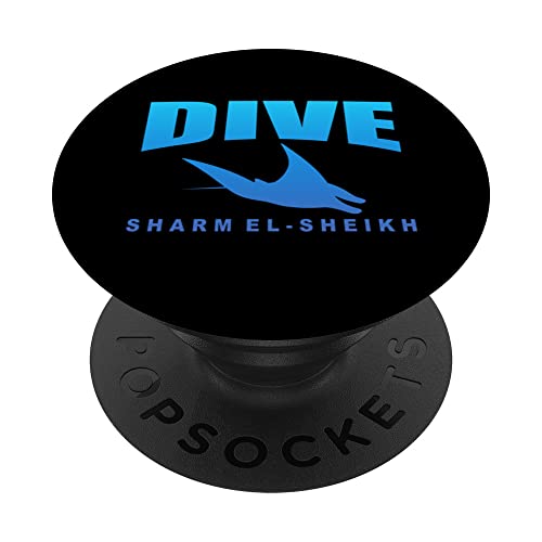 Dive Sharm el-Sheikh, Scuba Diving in Sharm el-Sheikh (Blue) PopSockets Swappable PopGrip, Black