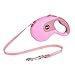 JPOJPO Automatic Retractable Dog Leash, Break Button with Lock, Nylon Rope, for Small Medium Large Dog Pet Walking and Training, for Women or Man, Pink 5M
