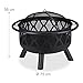 Relaxdays Feuerschale mit Grillrost, Funkenschutz & Schürhaken, Ø 75 cm, Stahl, Feuerstelle Garten & Terrasse, schwarz, 68.5 x 75 x 75 cm