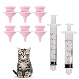 Hebterrka Lot de 6 tétines pour chatons, 2 seringues alimentaires, réutilisables, pour nouveau-nés, animaux domestiques, convient pour chatons, chiots, lapins