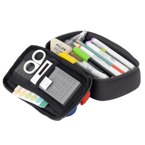 Image of Pencil Case - Adorable Character Design - Cute and Fun Pencil Pouch with Enough Capacity for Students (Charcoal)
