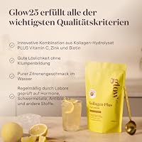 Glow25® Kollagen Plus Typ Lemon [450g] – Collagen Hydrolysat mit Vitamin C, Zink und Biotin – Peptide Typ 1 und 3 – Speziell für Wasser entwickelt – Mit Zitronen-Geschmack – Ansicht 3