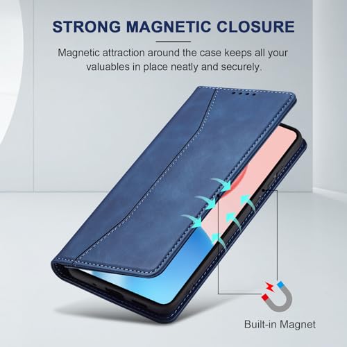 Image of Jasonyu Cover for Honor 400 Pro Flip PU Leather Case, Book Wallet Cover, Stand Function, Magnetic, Card Slots, TPU Bumper Case (Blue)