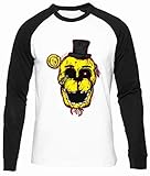 Qualité supérieure Aktaul Sanglant d\'or Freddy FNAF Blanc Unisexe Baseball T-Shirt Homme Femme Manches Longues Taille S Unisex Baseball T-Shirt Long Sleeves Size S