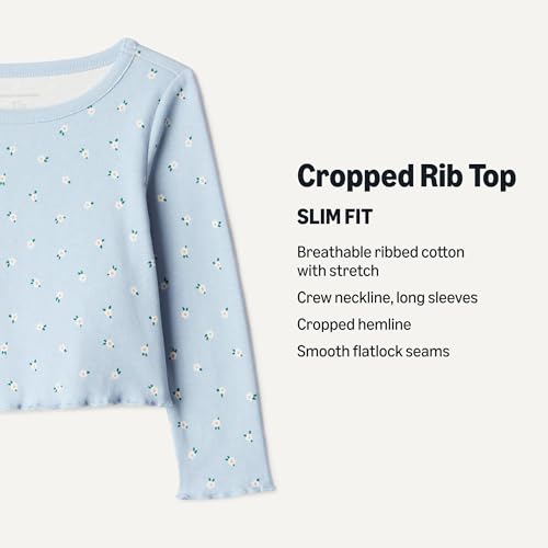 Image of Amazon Essentials Girls and Toddlers' Long-Sleeve Cropped Rib Top