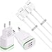 Produktbild Niluoya USB Ladegerät mit Ladekabel 4-Pack Phone Kabel mit 2.1A 5V Netzteil Ladeset Ladeadapter Stecker Charger Adapter Netzstecker für iPhone XS Max XR X 11 10 8 7 6 6S Plus SE 5S/5/5C, Pad pro
