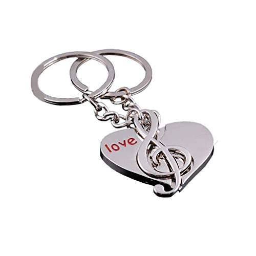 Dreamseden Love Heart Music Notes Symble Detachable Couple Keychain (with Gift Box) Key Ring Key Chain Gift for Valentine Wedding Anniversary (A Pair)