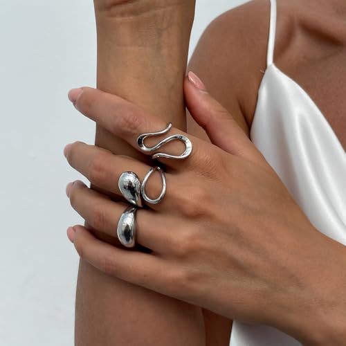 Image of Shining Diva Fashion Combo Set Gold and Silver Plated Rings for Women and Girls Stylish