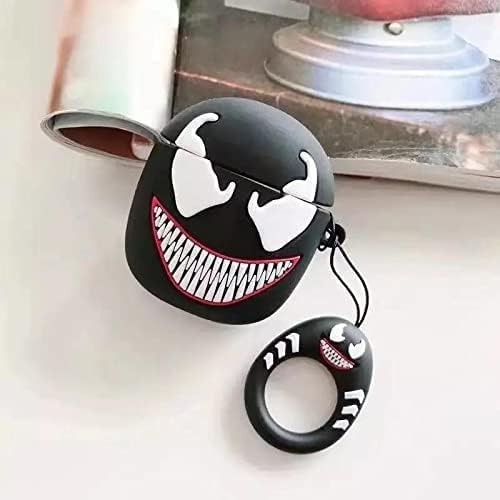 Image of Dezet Cute Soft Silicone Pouh Case for Airpods Pro GEN-2 (2022) � 3D Cartoon Animal Character Cover with Keychain Ring, Shockproof & Dustproof Protective Case for Kids & Girls (Venom)