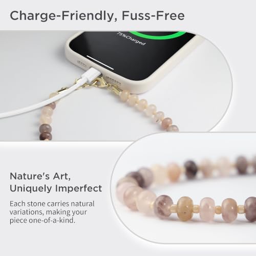 POSADINA Natural Stone Phone Charm, Beaded Healing Phone Wrist Strap, Handmade Cellphone Chain Lanyard with Tether Tab - 3