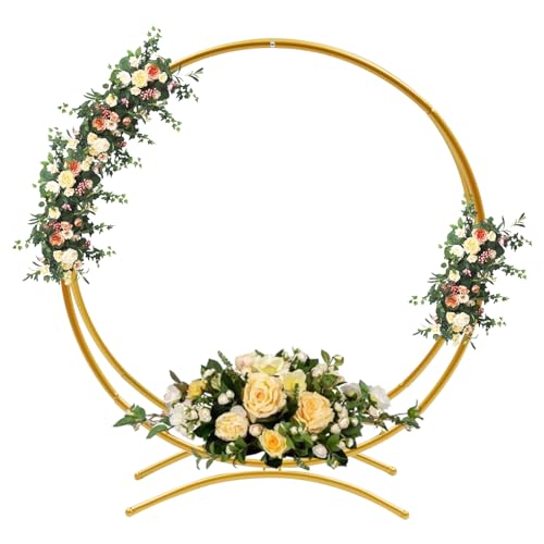 KONGKUNI 31.5'' Wedding Arch Cake Stand, Metal Tabletop Floral Hoop