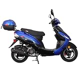 X-PRO Maui 50 Gas Moped with 10' Aluminum Wheels, Rear Trunk, Electric/Kick Start! (Blue)