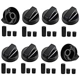 8 Pack Universal Cooker Knobs Replacement Set with 24 Accessories – Fits Gas Hobs, Electric Ovens & Thermostats, Heatproof Control Dials for Cookers, Stoves & Kitchen Appliances,（Black）