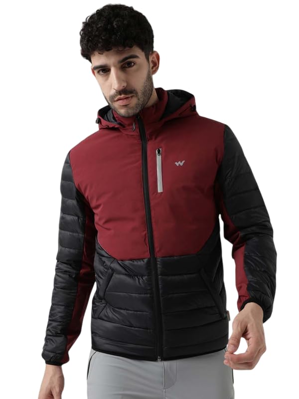 wildcraft Men Nylon Standard Length Stylish Down Innovation Minu Winter Jacket Full Sleeve (L,Maron_Blk), Assorted-picture-24