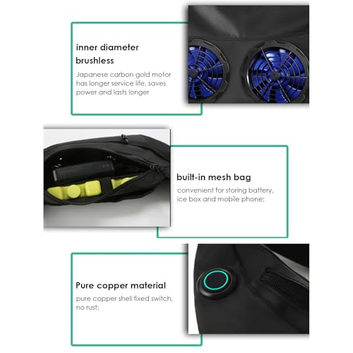 Fanny pack con ventilador de cintura ajustable para construcción y trabajo activo 4