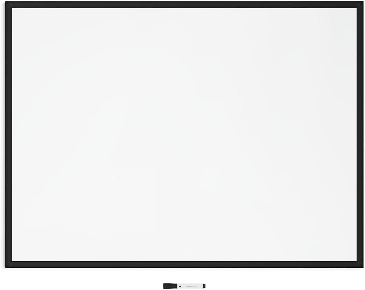 U Brands Magnetic Dry Erase Board White Board, 36" x 48" Inches, Black Wood Frame (2893U00-01)