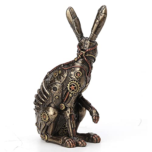 Estatua estilo steampunk conejo acabado bronce miniatura 5