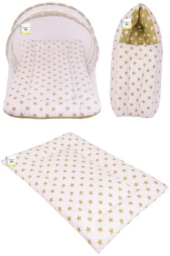 Image of Toddylon Baby Bed New Born Baby Bedding Set Combo | Carry Bag | Mattress | Mosquito Net | Carry Bag | Infants Gaddi Set (0-6 Months) Green (3PCS Set)