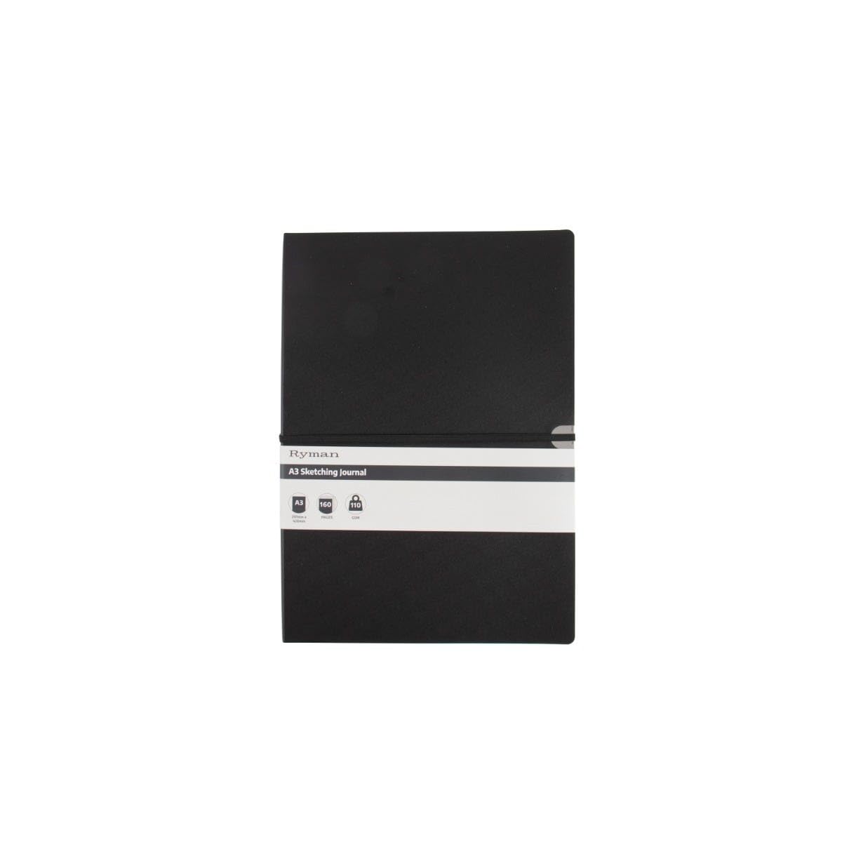 Ryman Black Soft Cover Sketch Book A3 110Gsm 80 Pages 40 Sheets