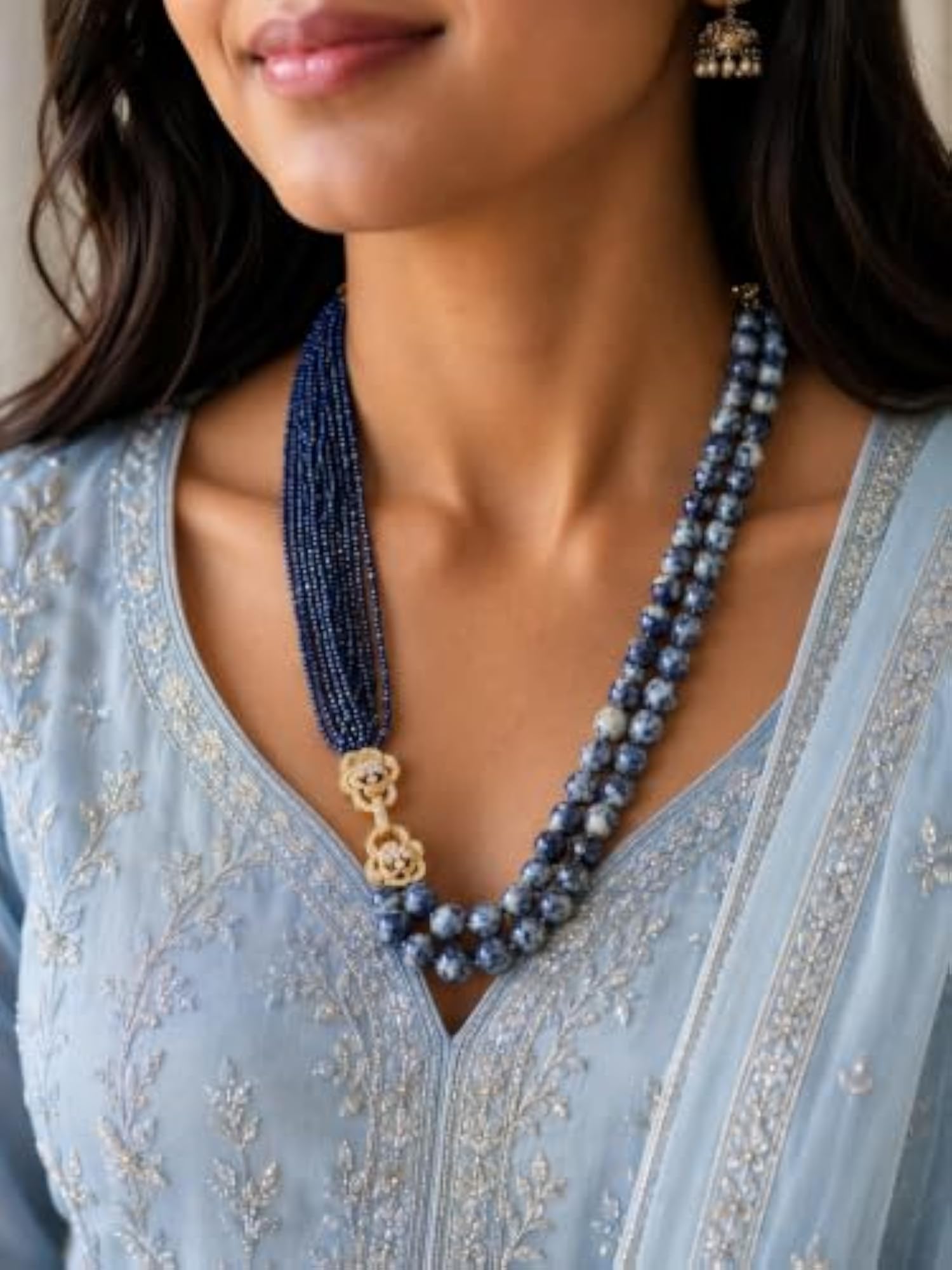Women's Lapis Lazuli Double Strand Necklace