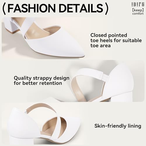 IDIFU Closed Toe White Heels Low Block Pumps Shoe 8.5 by IDIFU - Used condition - Image 4