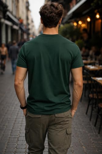 Image of INKKR Men's Solid Round Neck Half Sleeve Classic Cotton Bio-wash T-Shirt | Crew Neck Cotton Tshirt for Men