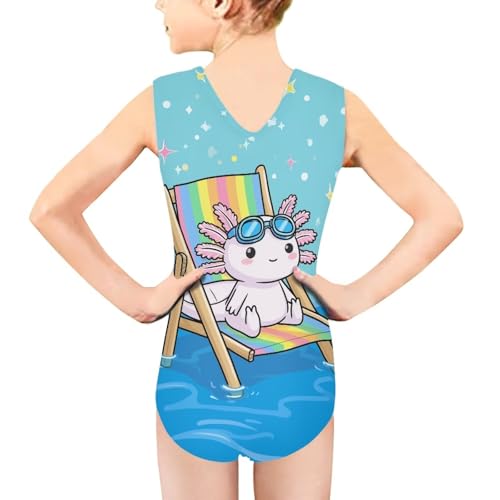 Image of Girls Swimsuits Size 3-14 Kids Summer Sleeveless One Piece Bathing Suit Beach V-Neck