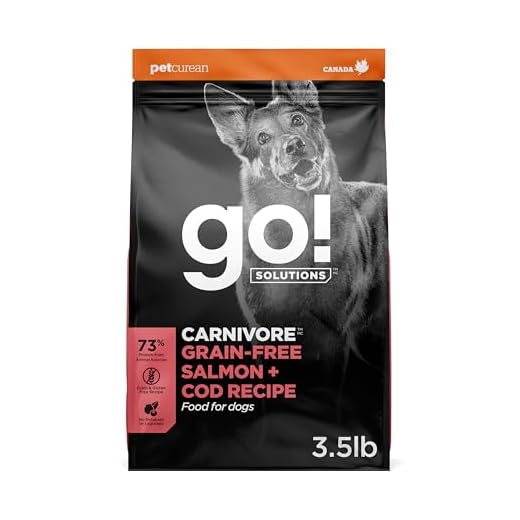Go! Solutions Carnivore Salmon + Cod Grain-Free Dry Dog Food, Our Highest-Protein Kibble Made with Real Meat & Fish, Chicken-Free Recipe, for Puppies, Adults & Seniors, 3.5 lb Bag