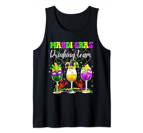 Mardi Gras Drinking Team 2024 Funny Parade traje mujer Camiseta sin Mangas