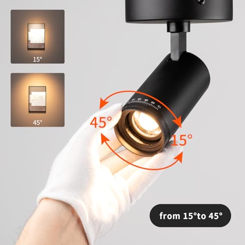 Image of mirrea 5-Color Zoomable Indoor Spot Lights,LED Ceiling Spotlight Lighting Fixtures for Room and Hallway,Accent Light for Gallery,Black Directional Lamp for Home,2700-5000K,15-45,CRI90+,Pack of 1