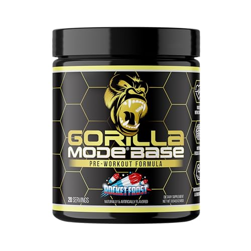 Image of Gorilla Mode Base Pre Workout - Raises Nitric Oxide . Intense Focus & Drive . Endurance . Power - L-Citrulline, L-Tyrosine, Betaine, Alpha-GPC, Caffeine, Huperzine A - 248 Grams (Rocket Frost)