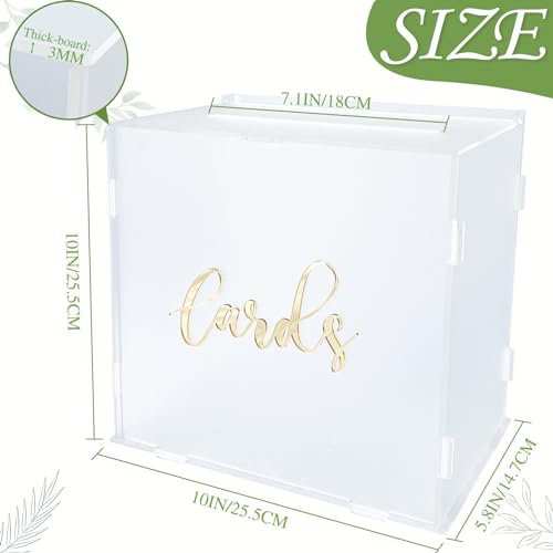 Image of OurWarm Acrylic Wedding Card Box with String Light, Frosted Gift Card Box for Wedding Decorations for Reception, Money Box for Bridal Shower Decorations Party Reception Anniversary