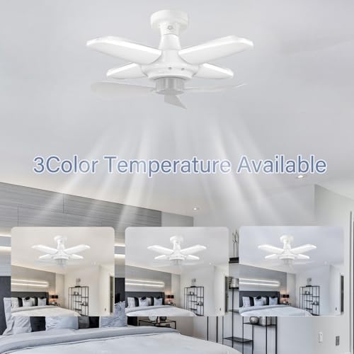 Ventilateur de plafond E27 avec LED pour chambre et cuisine - 7