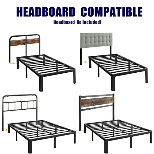 Hunlostten 18in Heavy Duty Twin Bed Frame No Box Spring Needed, Metal Platform Bed Frame Twin with Round Corners, Easy Assembly, Noise Free, Black by Hunlostten - Used condition - Image 7