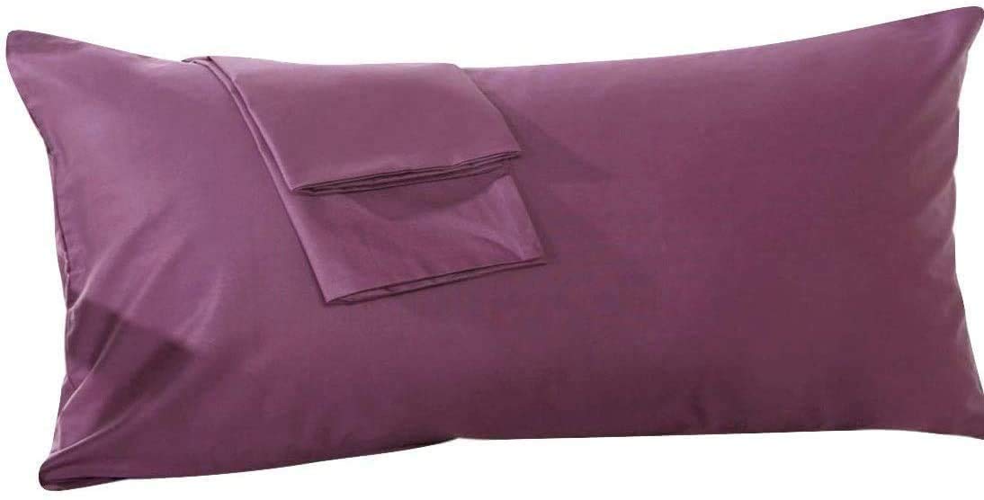 Body Pillowcase 20x72 Pillow Cover 100% Egyptian Cotton Plum Solid Set of 1 Body Pillow Case Zipper Closer Luxury- 550 Thread Count Body Pillowcases 20x72 (Body Pillowcase 20x72, Plum) โ image 1