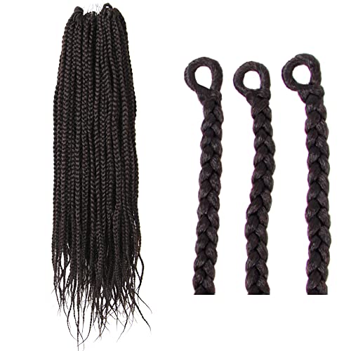BOHOBABE Big Loop Box Braids Crochet Hair 20 Inch 7 Packs Prelooped, Medium 3X Knotless Crochet Box Braiding Hair, Three Tones Brown Goddess Braid (4#)