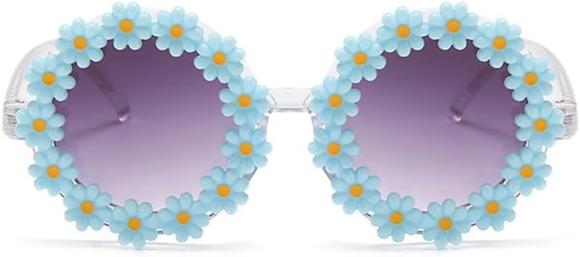 Round Flower Sunglasses for Women Flower Shaped Cute Glasses UV 400 Protection Daisy glasses for Holiday beach - Image 2