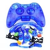 Wireless Controller Full Housing Case Shell Cover Full Button for Xbox 360 Gamepad Clear Transparent Shell and Buttons (Clear Blue)