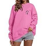 Bobeutou No You Hang Up Sweatshirt for Women Funny Ghostface Graphic Long Sleeve Shirt Halloween Pullover Casual Tops (Pink,XL,X-Large)