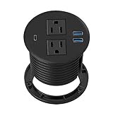 XBA Desktop Power Grommet, Desk Recessed Power Outlet Socket with 2 AC Outlets, 2 USB Ports, 1 USB C...