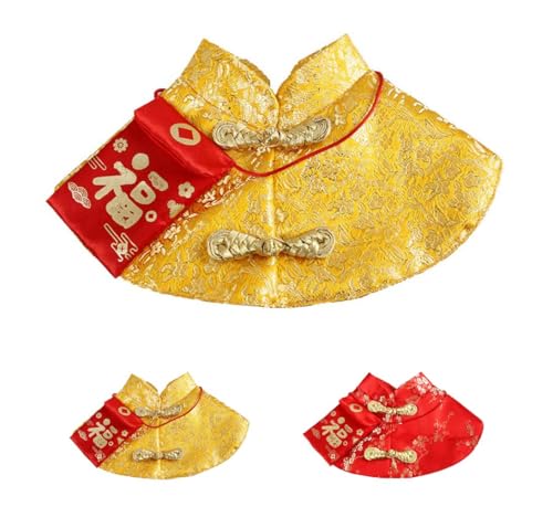 Gtzbciv1個 cloak 正月 犬服 中国風 ペット服 新年 お祭り 犬服 ドレス 犬 クリスマス 服 新年 猫 マント コート 冬 お正月猫 太陰暦 セラミックス 衣類 (イエロー,L)