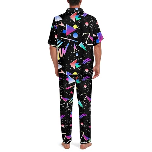 Image of 2 Piece Pjs Mens Button Down Pajamas Set Short Sleeve Soft Sleepwear