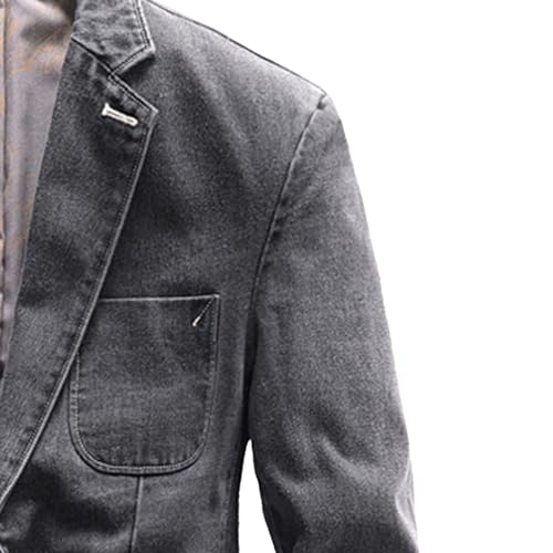 Men Casual Denim Suit Blazer 2 Button Business Vintage Jean Suit Jacket Cowboy Travel Blazer Sport Coat4