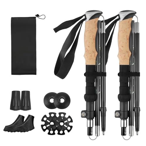 Walking Sticks Collapsible Trekking Poles Lightweight Folding Hiking Poles with EVA Foam Grips 2pc Adjustable Hiking Stick for Camping Mountaining Backpacking Walking Trekking