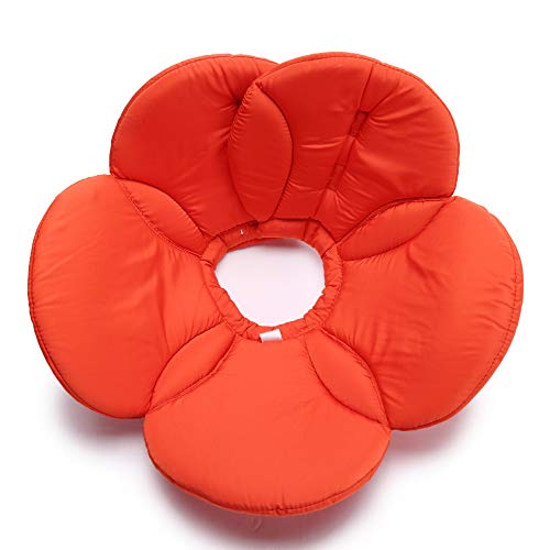 Image of Dog Cone E-Collar Flower Soft Elizabethan Waterproof Grooming Recovery Protective Adjustable Collar for Puppy Small Medium Dogs (S Neck:9-11in, Orange)